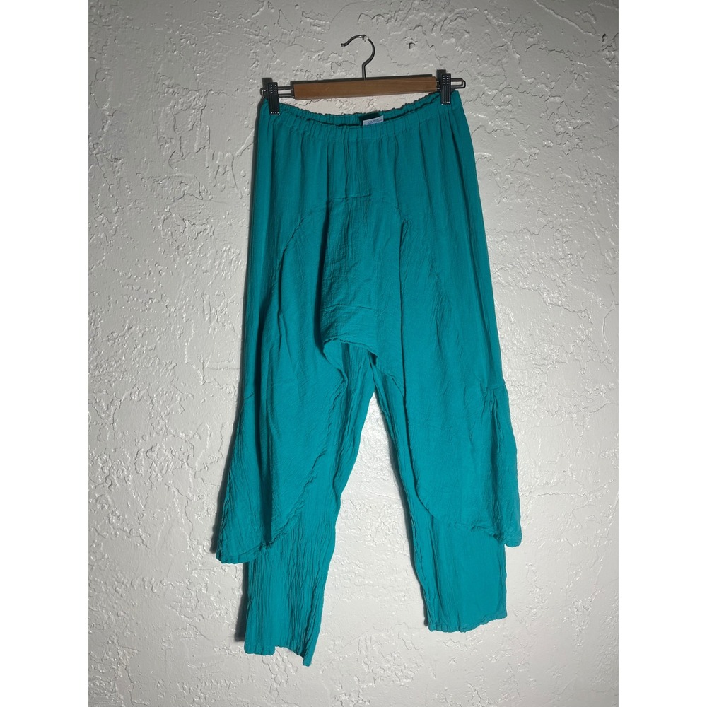 Oh My Gauze Size 1 S/M US 6-10 Teal Cotton Gauze Harem Pants Lagenlook